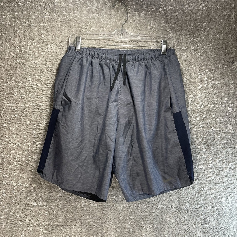 Nike Men Swim Trunks Lined L Gray Pockets Polyester Outdoor Sporty